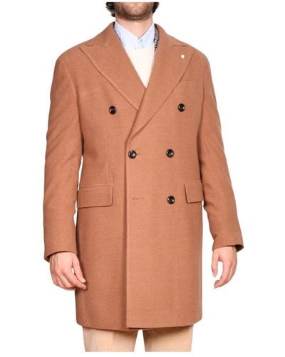 Luigi Bianchi Double-Breasted Coats - Brown