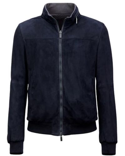 Gimo's Reversible suede bomber jacket - Blu