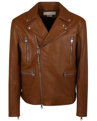 Alexander McQueen Leather Jackets - Brown