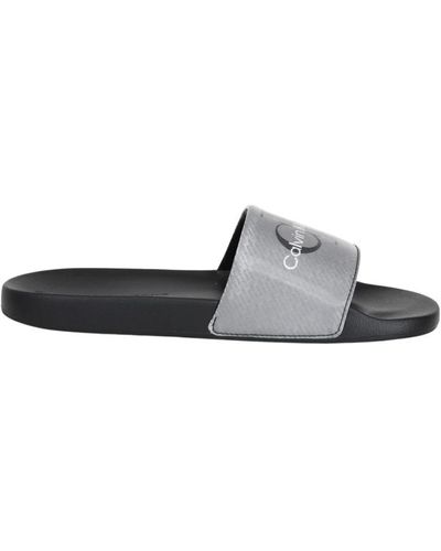 Calvin Klein Schwarze slide sandalen lenticular sohle