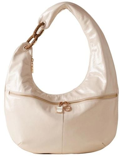 Borbonese Infinite hobo large - patent shoulder bag - Neutro