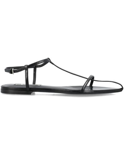 Jil Sander Cage sandal,schwarze flache ledersandalen