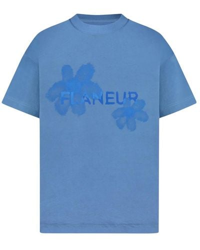 FLANEUR HOMME Aquarell blumen t-shirt blau
