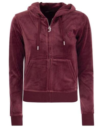 Juicy Couture Baumwoll-velvet hoodie aus der icons kollektion,cotton velvet hoodie aus der icons-kollektion - Rot