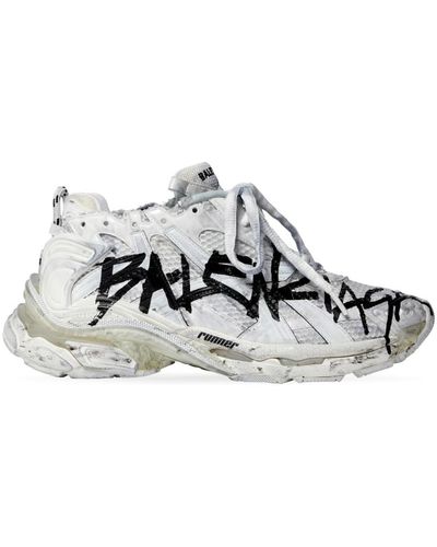 Balenciaga Graffiti mesh sneaker en blanco - Multicolor