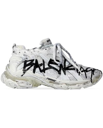 Balenciaga Graffiti mesh sneaker in weiß - Mehrfarbig