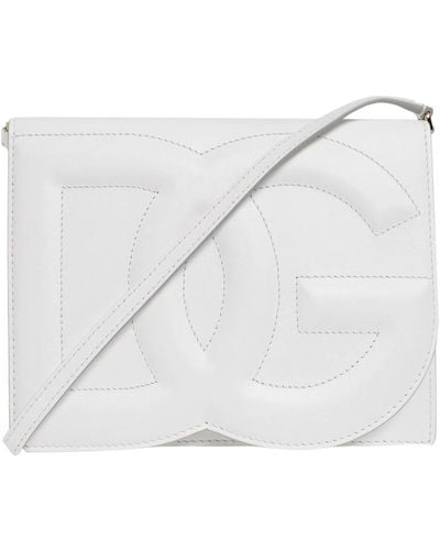 Dolce & Gabbana Leather shoulder bag with logo - Bianco