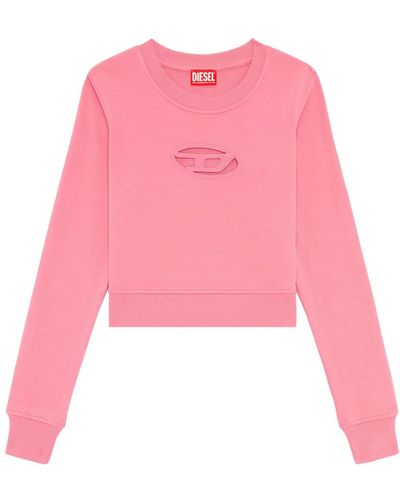 DIESEL Kurzes sweatshirt mit cutout-logo - Pink
