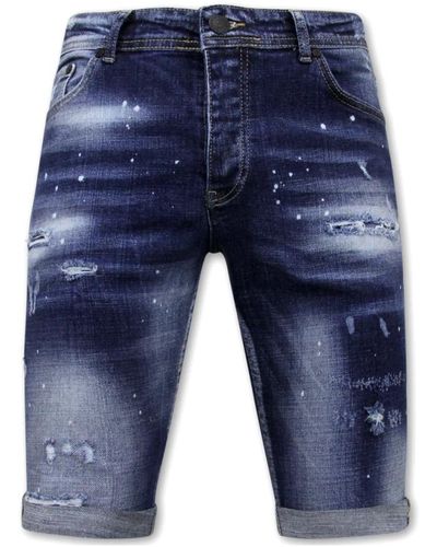 Local Fanatic Designer-shorts mit farbspritzern slim fit -1072- blau