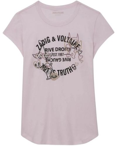 Zadig & Voltaire Rosa t-shirt mit siebdruck - Lila