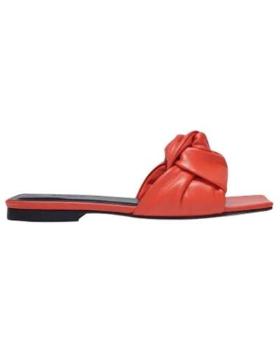 BY FAR Lima Sandals In Red Smooth Leather
