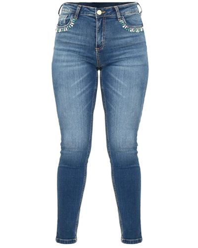 Kocca Slim fit stretch jeans mit strapplikation - Blau