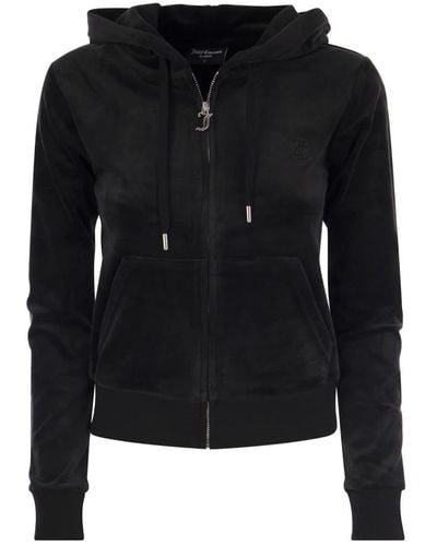 Juicy Couture Baumwoll-velvet hoodie aus der icons kollektion,cotton velvet hoodie aus der icons-kollektion - Schwarz