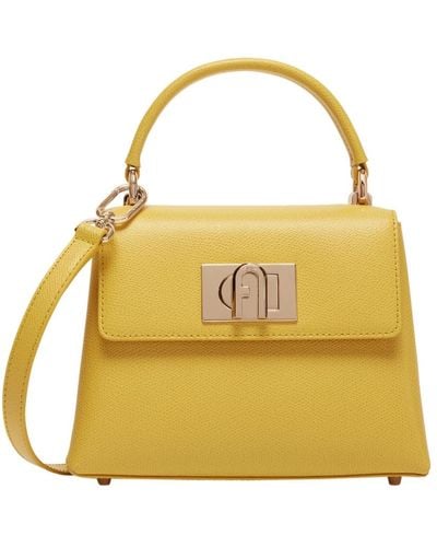 Furla 1927 mini top-griff tasche,handbags,1927 mini lederhandtasche,1927 top handle mini handtasche - Gelb
