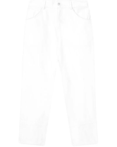 Aeron Jeans rectos de tobillo con dobladillo ancho - Blanco