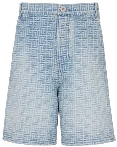 Balmain Stylische Denim-Shorts für Männer - Blau