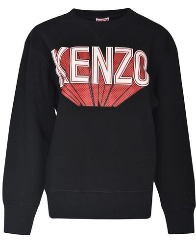 KENZO Logo-print schwarzer pullover - Blau