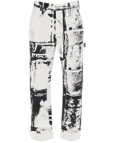 Alexander McQueen Fold print arbeitskleidung jeans - Weiß