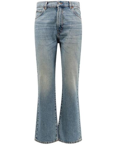 Haikure Jeans in cotone con patch logo sul retro - Blu