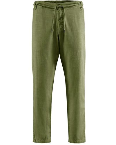 Bomboogie Pantaloni chino con elastico e cordino in vita - Verde