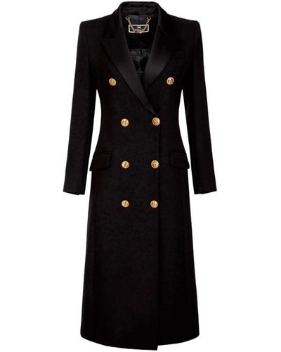 Elisabetta Franchi Double-Breasted Coats - Black