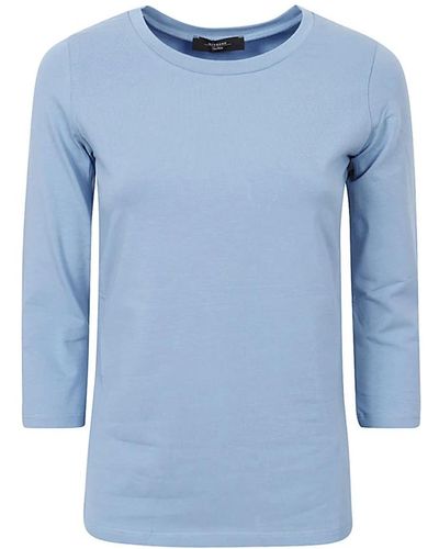 Weekend by Maxmara Camiseta básica de manga larga de algodón - Azul