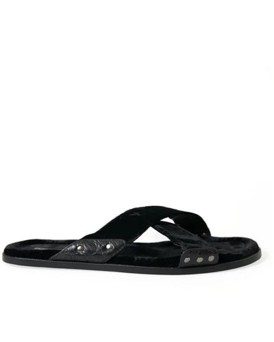 Dolce & Gabbana Schwarze cross strap slide sandalen