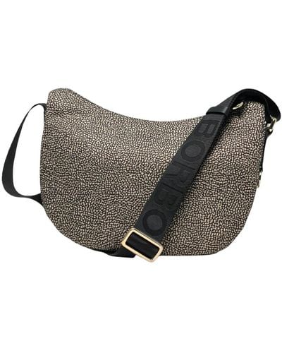Borbonese Luna bag small - elegante borsa a tracolla per donne moderne - Grigio