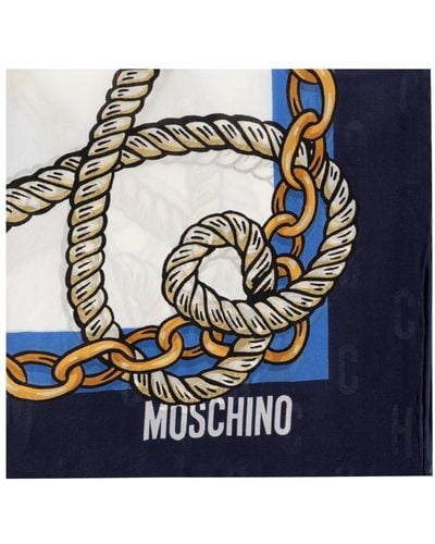 Moschino Bedrucktes seidentuch - Blau