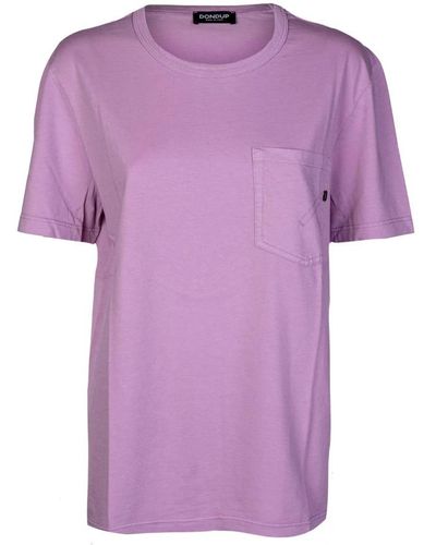 Dondup T-shirt da . modello in cotone girocollo con tasca frontale. slim fit.made in italy - Viola