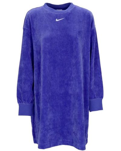 Nike Velour langarm crewneck kleid - Blau