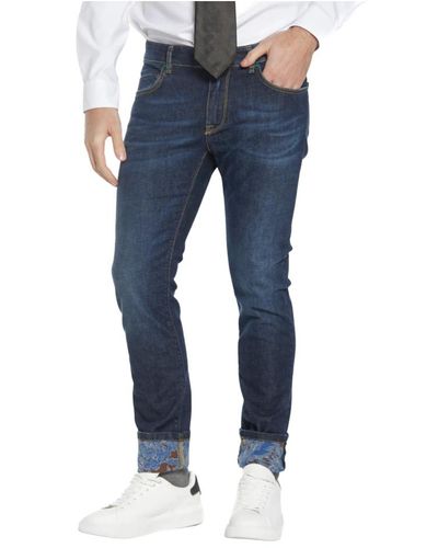 Mason's Blaue slim fit jeans mit gemusterten details
