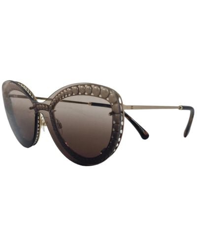 Chanel Große schmetterlingssonnenbrille mit perlenverzierungen - Braun