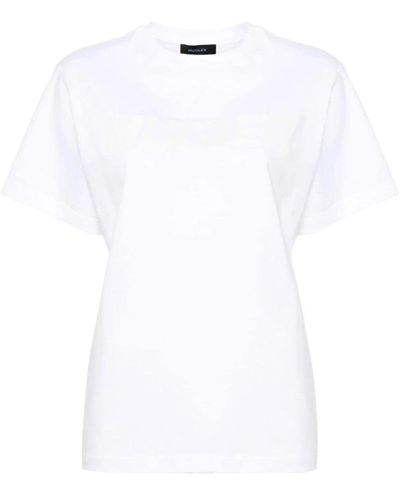 Mugler Magliette bianca in cotone con logo - Bianco
