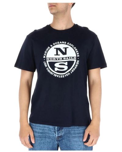 North Sails Blaues bedrucktes t-shirt