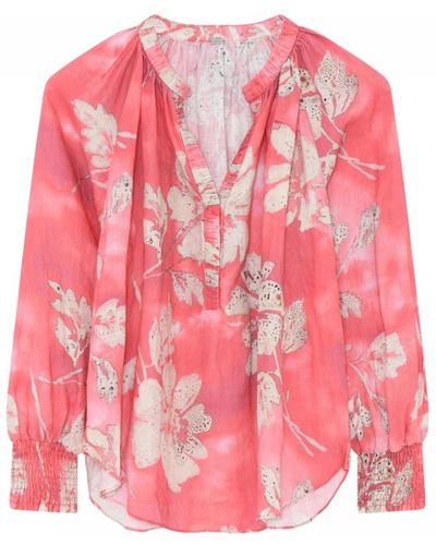 GUSTAV Coralprint annsofie camisa blusa - Rosa