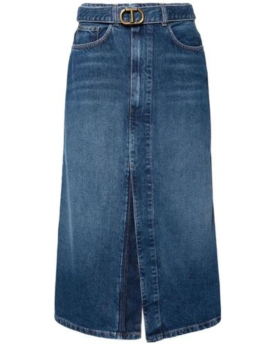 Twin Set Denim skirts,denimrock mit gürtel - Blau