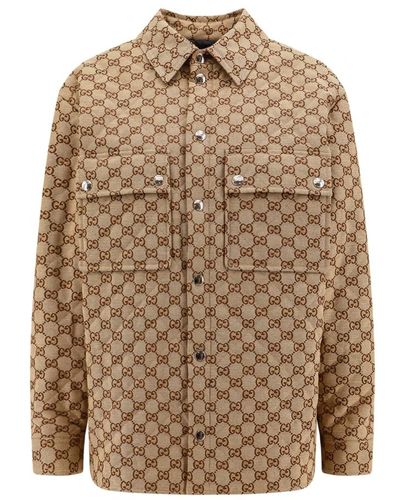Gucci Camisa de tela gg supreme - Marrón