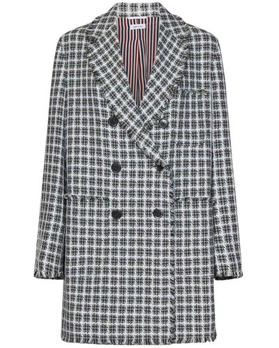 Thom Browne Double-Breasted Coats - Blue