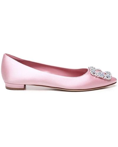 Manolo Blahnik Rosa flache schuhe mit juwelen-schnalle olo blahnik - Pink