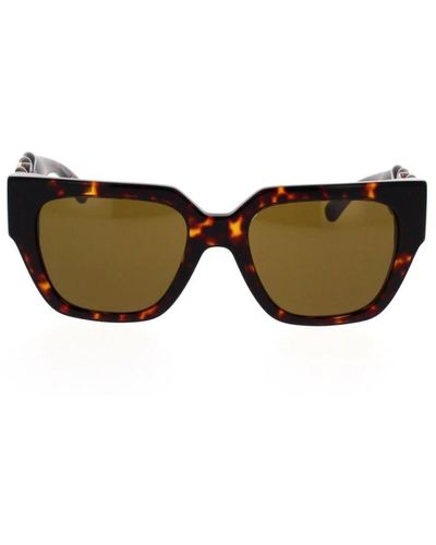 Versace Mutige quadratische sonnenbrille mit gestrickten armen - Braun