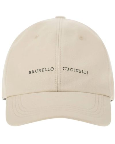 Brunello Cucinelli Baseballkappe aus baumwollcanvas mit stickerei,baseballkappe aus baumwoll-canvas mit stickerei - Natur