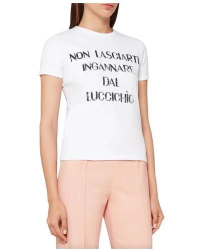 Elisabetta Franchi Weiße baumwoll-t-shirt mit brand design