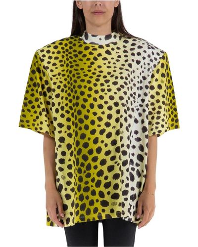 The Attico Cheetah print jersey t-shirt - Gelb
