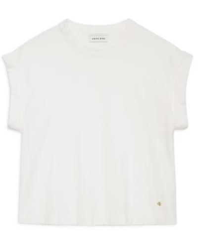 Anine Bing Caspen blanc tee - weiches und drapiertes baumwoll-t-shirt - Weiß