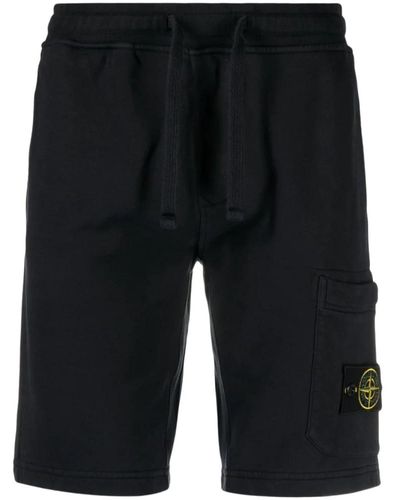 Stone Island Blaue shorts mit taschen und elastischem bund - Schwarz