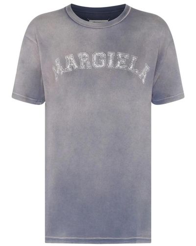 Maison Margiela T-shirt lilla viola con stampa logo - Grigio