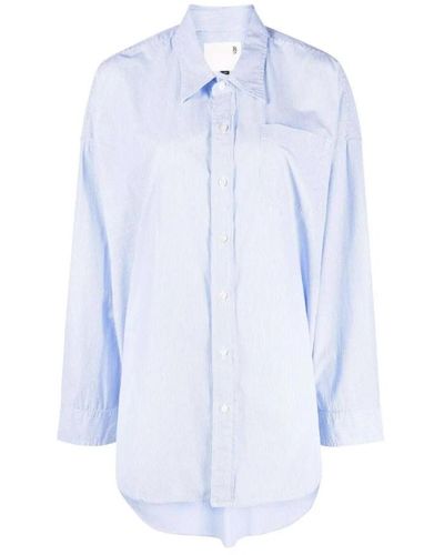 R13 Pinstripe oversized cotton shirt - Blau