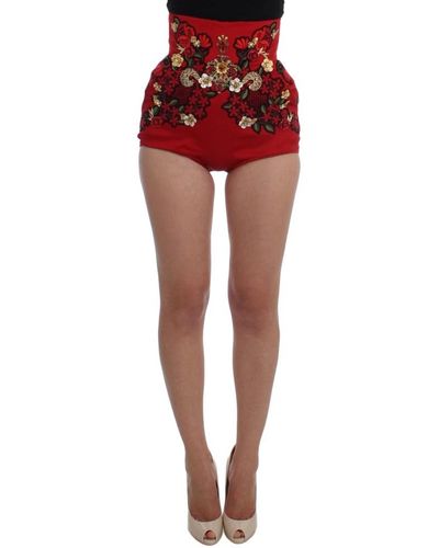 Dolce & Gabbana Pantaloncini di cristallo di seta - Rosso