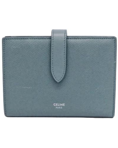 Céline Vintage Portafoglio in pelle blu navy usato